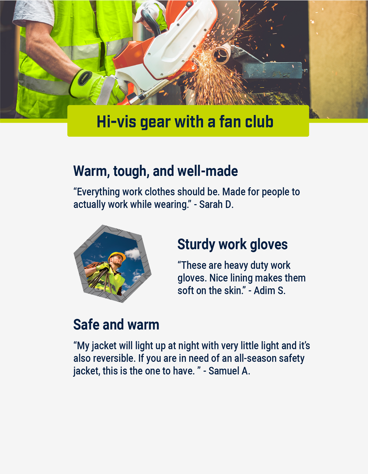 Graphic containing reviews from customers in support of VisWERX products.